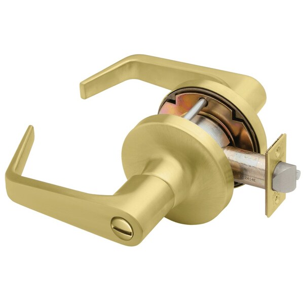 Grade 1 Privacy Cylindrical Lock, Non-keyed, Dane Lever, Standard Rose, Satin Brass Fnsh, Non-Handed